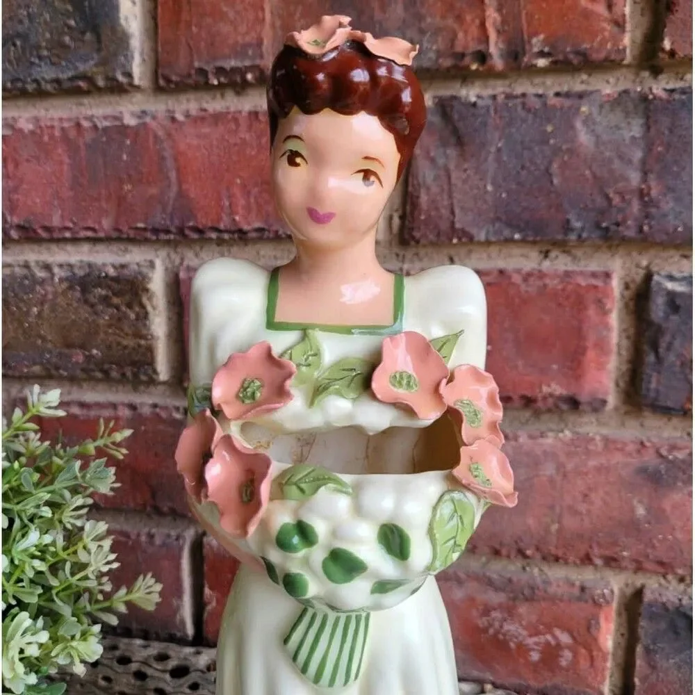 Vintage Beautiful & Rare Tall California Pottery Elegant Lady Bouquet Vase